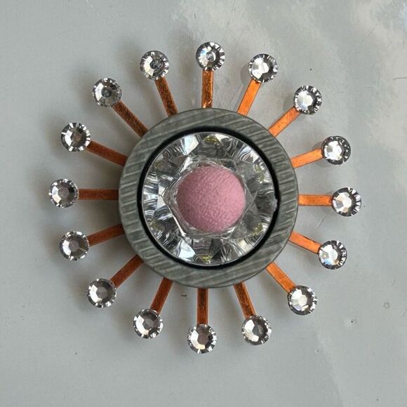 Vintage Upcycled Atomic Starburst Refrigerator Magnet Buttons Rhinestones - Picture 3 of 7